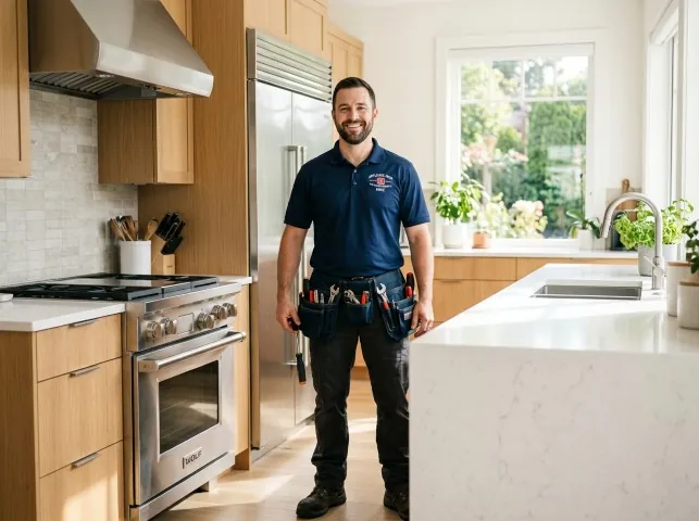 Appliance Repair Hero technician in a Buckingham, PA kitchen after an appliance repair